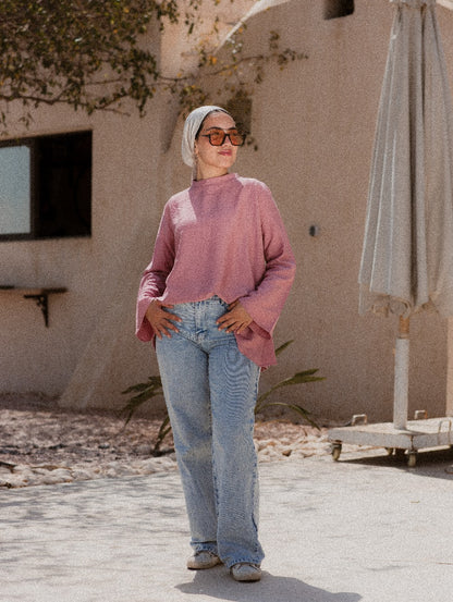 PINK LINEN LONG SLEEVE BASIC