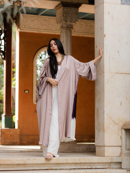 NUDE PLEATED TRIO KAFTAN