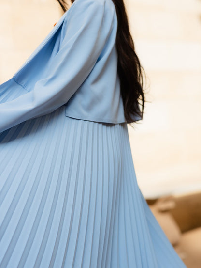 BABY BLUE HALF PLEATED ABAYA