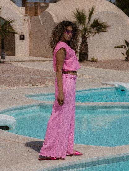 PINK KORESHA SET (Crop Top and Pants )