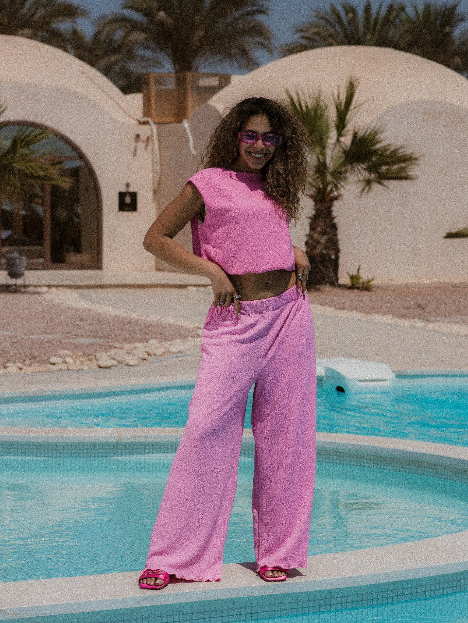 PINK KORESHA SET (Crop Top and Pants )