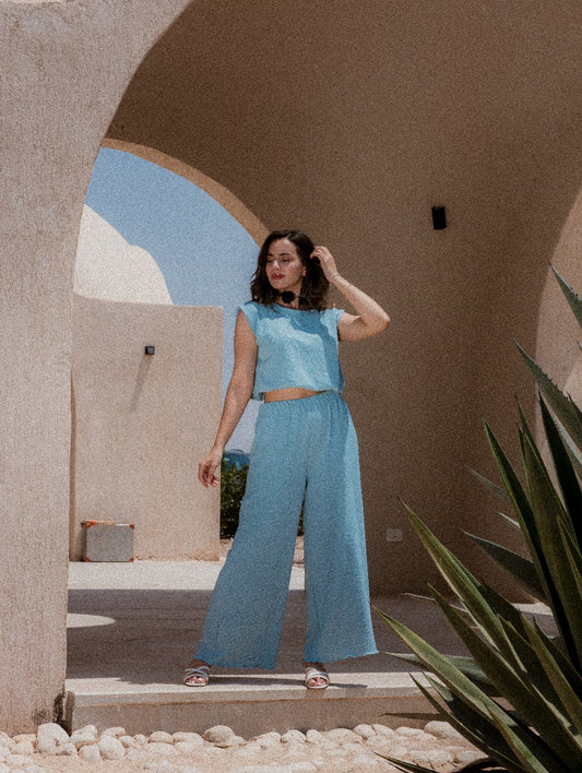 BABY BLUE KORESHA SET (Crop Top and Pants )