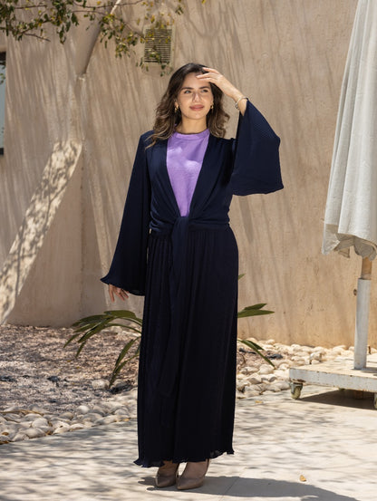 NAVY PLISSE PANTS