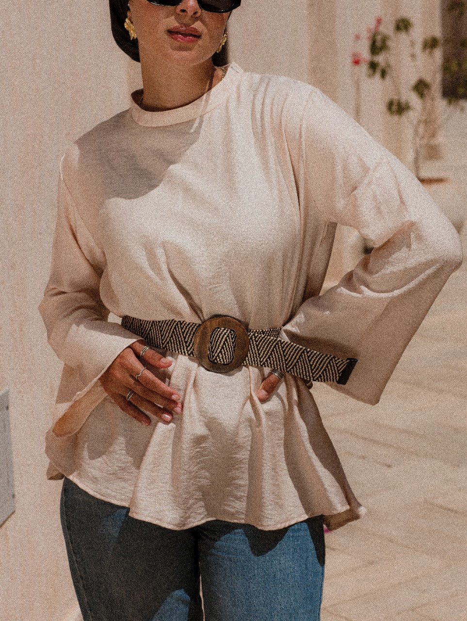 BEIGE LINEN LONG SLEEVE BASIC