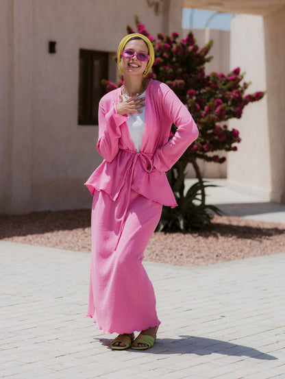 PINK KORESHA SET (Cardigan and Skirt)