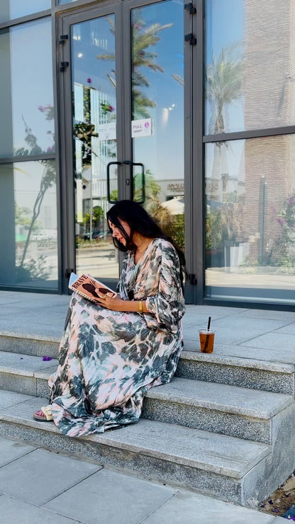 GREEN FLORAL CRINKLE DRESS